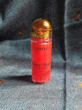 TRULY Cherry Baby Luxury Lip Oil – Shimmering Red with Gold Cap